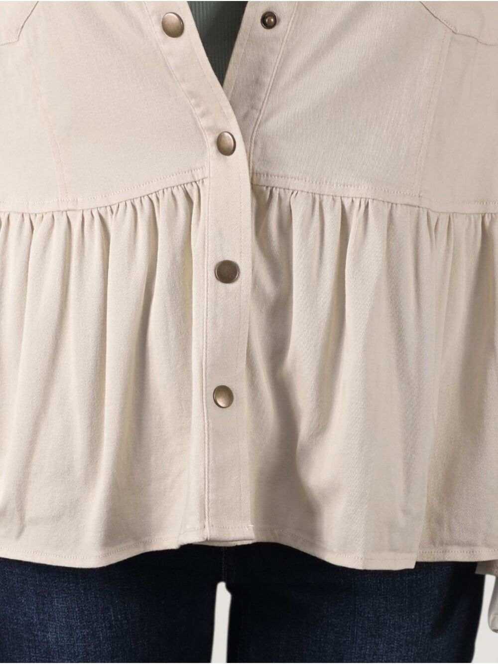 Torrid Birch Peplum Twill Jacket 2X Cream Stretch Utility NWT - Picture 9 of 12